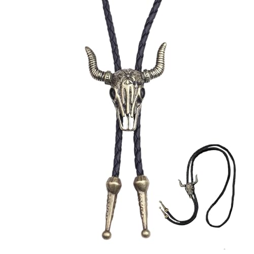 BrambleCo Cowboy Leather Necklace - Cowboy Bolo Tie - Leather Western Theme - Adjustable Length - For Men Women & Teens