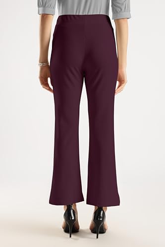Image of SWADESI STUFF Women's Bell Bottom Trousers - High Waisted Wide Leg Palazzo Pants | Stretchy Cotton Blend Retro Pants for Casual, Office, Party
