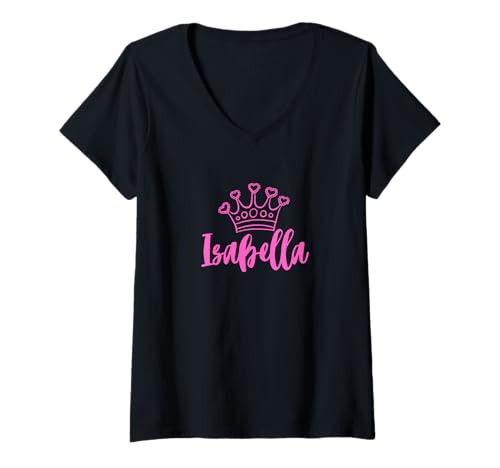 Mujer ISABELLA - Nombre y corona para mujer llamada Isabella Camiseta Cuello V