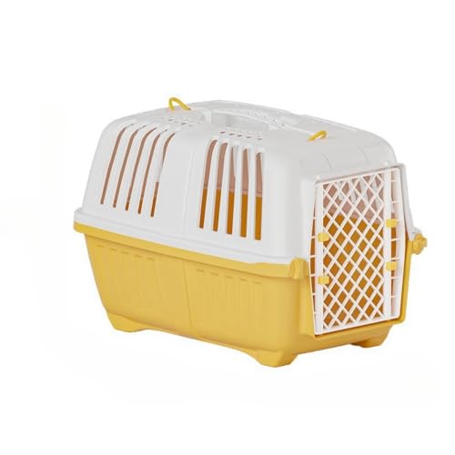 BHYGNVFIP(小さな店)ペット航空会社ボックス 犬チェックインボックス 猫旅行ポータブル車犬ケージ 小型中型犬専用ボックス (イエロー,XL)