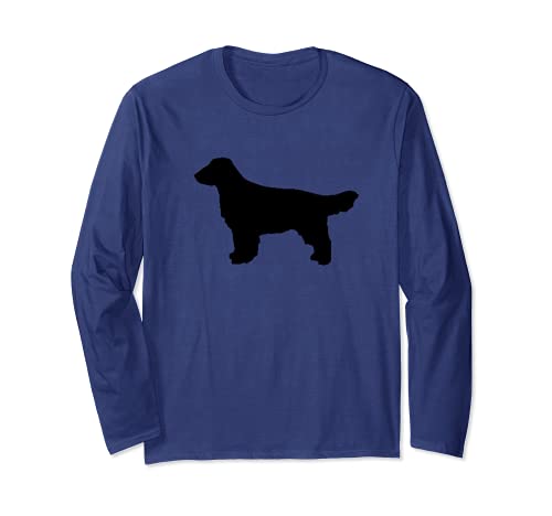 Silhouette of Dog Breed - Field Spaniel Long Sleeve T-Shirt, Blue