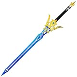 Medieval Deport Genshin Impact Freedom-Sworn Sword – 45.5' Overall Length, 29' Blade, Gold-Clad Guard with Blue Gems, Elemental Symphony Design