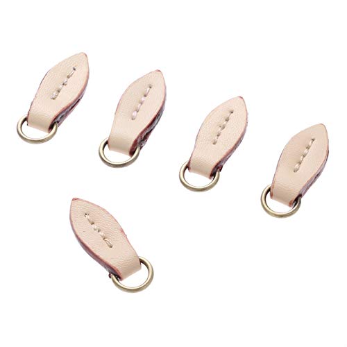 Leather Zip Puller Leaf Shape Leather Zipper Tags Fixer Pull Replacement Zipper Heads Leather Zip Pendant Puller for Luggage Handbags Bags, Trouser Bag Replacement, Broken Jacket Repair, Flesh Pink