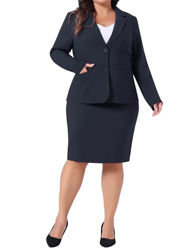 Image of Agnes Orinda Women Plus Size Blazer and Skirt Suit Sets Business Casual