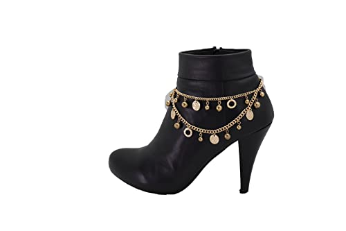Trendyfashionjewelry Women Western Boot Chain Metal Bling Bracelet Anklet High Heel Shoe Ball Circle Charm Gold Color Rusty #TOP7