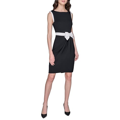 KARL LAGERFELD Women's Lined Arm Trim Scuba Crepe Sheath Dress
