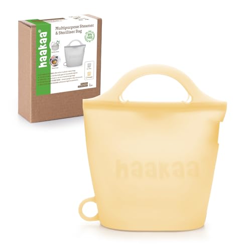 Image of Haakaa Silicone Travel Microwave Steamer & Steriliser Bag, 30oz /900mlReusable Silicone Steaming Bags for Baby Small Items, Pacifiers, Teethers or Baby Cups, Great for Home and On-The-Go,Pineapple /1PC