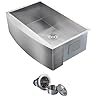 Comllen Commercial 33 Inch 304 Stainless Steel Farmhouse Sink, Single Bowl Kitchen Sinks 16 Gauge 9 Inch Deep Handmade Undermount Farm Apron Front Kitchen Sink