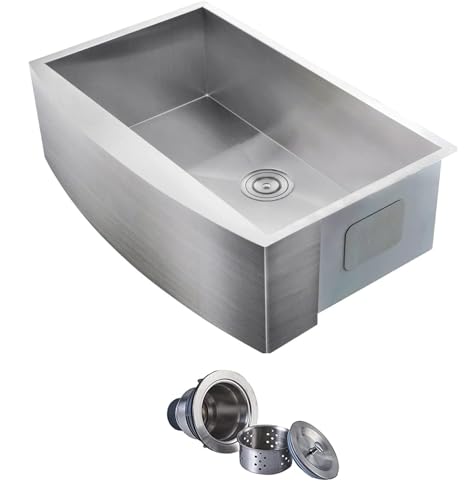 Comllen Commercial 33 Inch 304 Stainless Steel Farmhouse Sink, Single