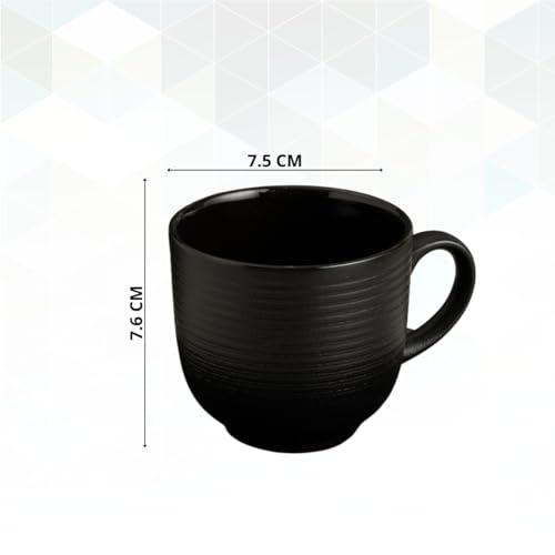 Image of Clay Craft Fine Ceramic Horizon Black Coffee Mug Set of 6, Cups for Tea & Coffee, Mug Set, Gift Set, Elegant Design for Home and Kitchen and Can Be Gifted to Your Loved Ones On Any Occassions