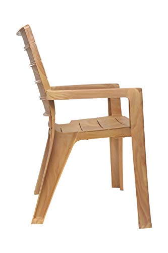 Image of Prima Plastic Chair for Living Room |Set of 4 | Chair for Home, Living Room, Outdoor | Stackable Chair with arm | 100% Virgin Plastic | Rado (Sandalwood Colour)