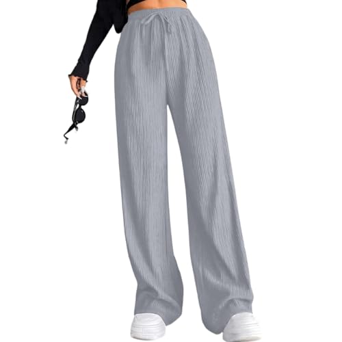 Wide Leg Casual Pants Woman Elastic High Waisted Trousers Pants