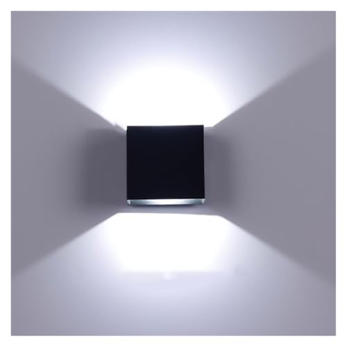 Aplique LED de pared en cubo de aluminio negro texturizado de 6000K