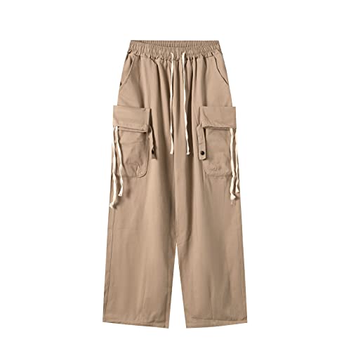 Baggy Cargo Pants Men Women Casual Joggers Pants Solid Color Loose Multi Pockets Trousers