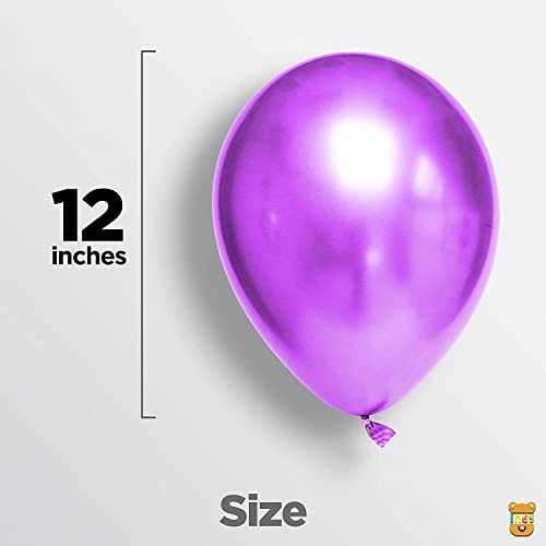 Image of Just Party 25Pcs Silver & 25Pcs Purple Metallic Chrome Balloons with Shiny Surface For Birthdays /Anniversary /Engagement /Baby Shower /bachelorette Party Decorations (Pack of 50)
