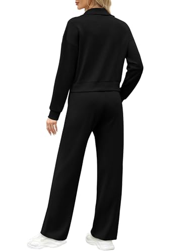 Image of XIEERDUO Lounge Sets for Women 2025 Sweatsuit 2 Piece Outfits Sweatshirt Wide Leg Sweatpant Tracksuit Matching Set