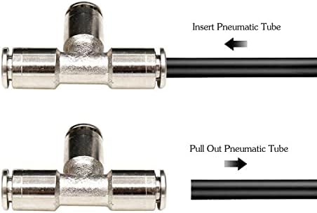 Miniatura 5 de Union Tee Push to Connect Fittings Acero inoxidable Conexiones de conexión rápida, CEKER 0.236 in x 0.236 in x 0.236 in 3 vías en forma de T,