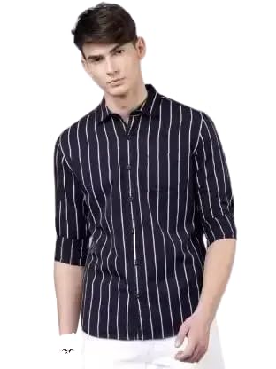 Image of Men's Cotton Casual Shirt, Brown, Full Sleeves, Regular Fit