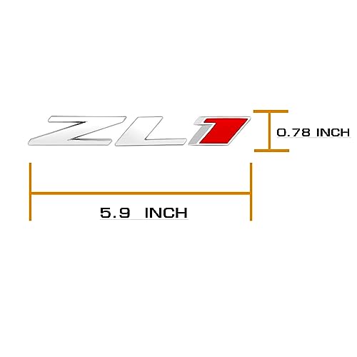 Image of 3D Raised Letters ZL1 Emblem Metal Side Rear Door with Adhesive Backing Fits for Chevy Camaro Rs Ss Automotive Decoration(Silver Red)