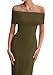 PRETTYGARDEN Women's Off The Shoulder Maxi Dresses 2025 Summer Formal Elegant Cocktail Party Wedding Guest Long Dress (Army Green,Large)
