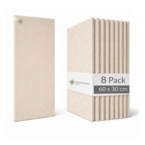 Image of YGM Acoustic Foams Luxury PET Felt Acoustic Self Adhesive Panels, 10 MM Thick, Sound Absorbing Panels for Wall | Room Noise Reducer & Sound Dampening (Beige, 1x2 Foot - 8 Panels)