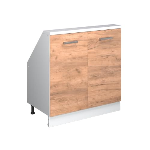 Vicco Küchenschrank für Dachschrägen R-Line, Goldkraft Eiche/Weiß, 80 cm mit 2 Türen Vicco Küchenschrank für Dachschrägen R-Line, Goldkraft Eiche/Weiß, 80 cm mit 2 Türen
