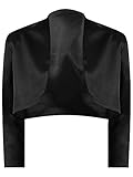 Luxury Divas Black 3/4 Sleeve Satin Bolero Shrug Jacket Size X-Small Black Small