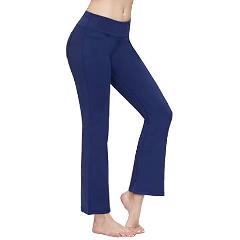 romansong 27"/28"/29"/30"/31"/32"/33"/34"/35 Inseam Bootcut Yoga Pants for Women (Navy, 35 Inseam M Waist 28.5-30) Cover