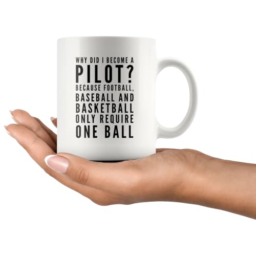 Image of Panvola Why Did I Become A Pilot Because Funny Pilot Gift Coffee Mug 11 oz | Aviation Student Graduation Gift Aircraft Flying Aerospace Student Sarcastic Gifts Ceramic Mug White