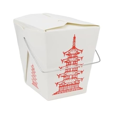 Great Credentials Pack of 50 Chinese Take Out Boxes Pagoda 16 oz/Pint Size Party Favor and Food Pail (50) Cover