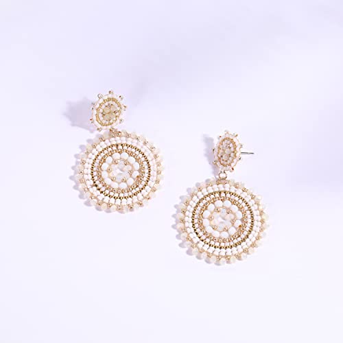 White Earrings For Women Summer Beach Handmade Colorful Crystals Glass Bead Statement Earrings Bohemia Hoop Dangle Earring For Women #TOP5