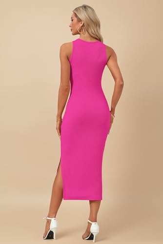 Image of AUSELILY Womens Summer Bodycon Dresses 2026 Basic Casual Sleeveless Knit Tank Midi Dress