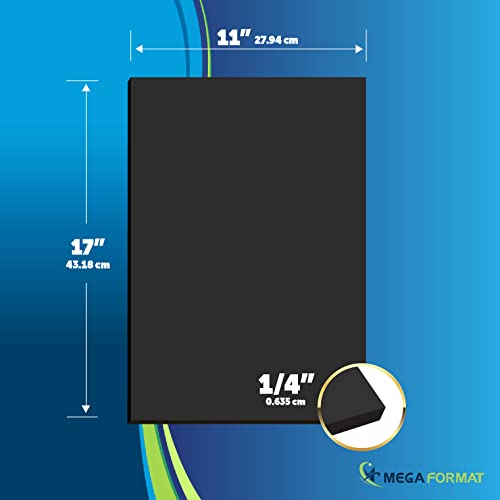 Image of Mega Format Expanded PVC Plastic Sheets - 11 inch X 17 inch Rigid Black Sheet for Crafts, Signage, & Displays - Sintra, Celtec PVC Board - Waterproof for Outdoors Use - 1 /4 inch 6mm Thick - 1-Pk-Black