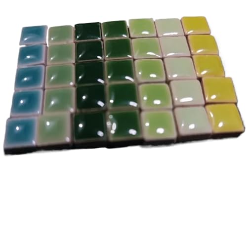 Baldosas para mosaicos 100 piezas de mosaicos porcelana 9,5 mm for manualidades, materiales bricolaje, grosor 4(All Green Color Mix)