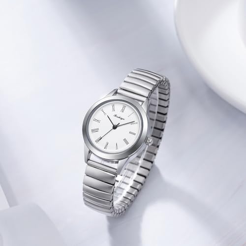BOSHIYA-Womens-Stretch-Band-Watch-Easy-Reader-30mm-Analog-Quartz-with-Stainless-Steel-Elastic-Strap-Waterproof-Ladies-Wristwatch-GoldSilver 31lz4jz4yHL