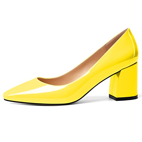 YODEKS Block Heel Slip-on Square Toe Low Chunky Heel Pumps Closed Toe Dress Shoes 2.5 Inch for Women Bride Wedding Evening Party2