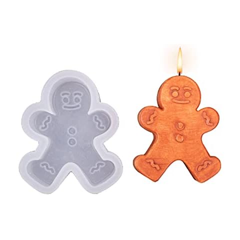 Christmas Candle Molds,1PC Gingerbread Man Candle Moulds for Candle Making,3D Silicone Resin Epoxy Casting Molds for Christmas Party Decoration Handmade Soap Ornament DIY Craft Cover