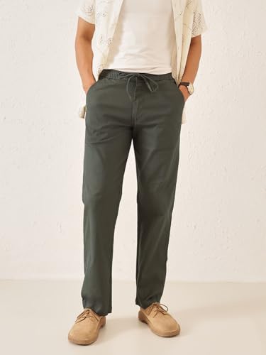Image of Majestic Man Men's Premium Linen Blend Pants | Lightweight Fabric | Elastic Waist with Drawstring | Regular Fit | Side, Back Pockets | Perfect for Casual, Holidays & Travel