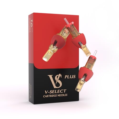 Agujas de Cartucho V-Select para Tatuajes, 16 Piezas con Menor Vibración y Mayor Precisión