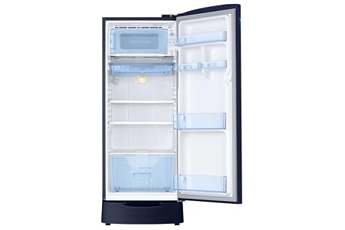 Image of Samsung 183 L, 3 Star, Digital Inverter, Direct-Cool Single Door Refrigerator (RR20H2823UZ /NL, Midnight Blossom Blue, Base Stand Drawer, Single Touch Defrost, 2026 Model)