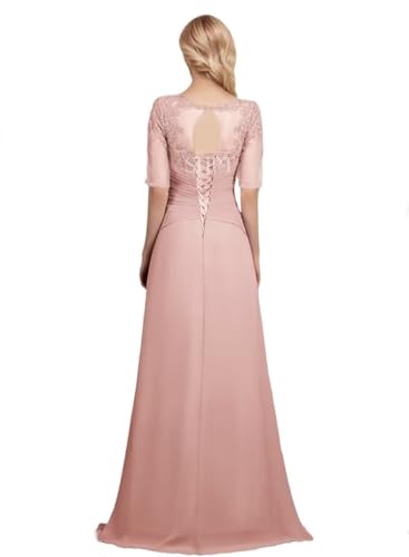 Sileb Mother of The Bride Dresses for Women Scoop Neck Lace Pleated Mother of The Bride Dress for Wedding Half Sleeve2