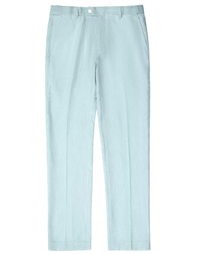 Mens Seersucker Pants Casual Summer Men's Dress Pants for Prom Wedding Grooms Outfit Seersucker Suit Trousers