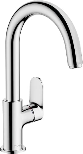 hansgrohe Vernis Blend Basin Mixer Tap with swivel spout and pop-up waste set, chrome, 71554000, spout height 190mm