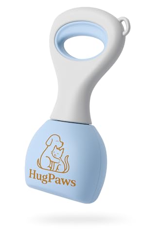 HugPaws Dog Poop Scooper – Compact Short Handle, Durable Non-Stick, Easy Clean, Portable Waste Picker for Dogs (Blue)