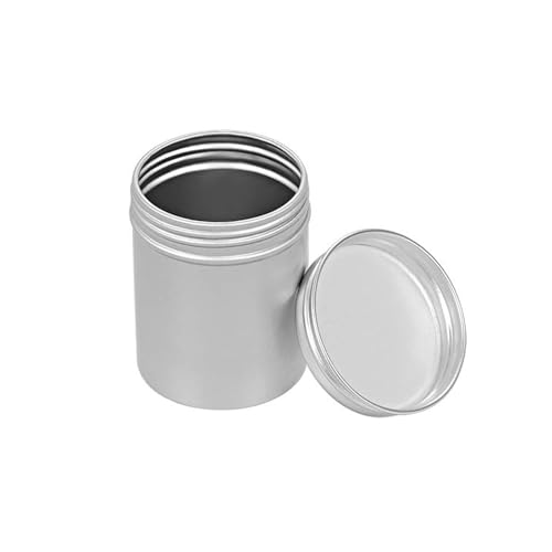 TOP-VIGOR Latas redondas de aluminio de 80 ml, tarros de almacenamiento de muestras de cosméticos, recipientes deslizantes deslizantes, tarro de metal pequeño portátil con tapa de rosca para