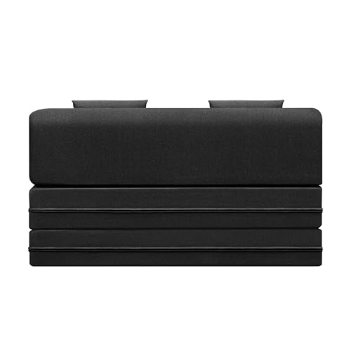 Image of 2-Seater, 4X6 | Convertible Sofa Cum Bed with Cushion Jute Fabric Perfect for Living Rooms & Guest Rooms - Black