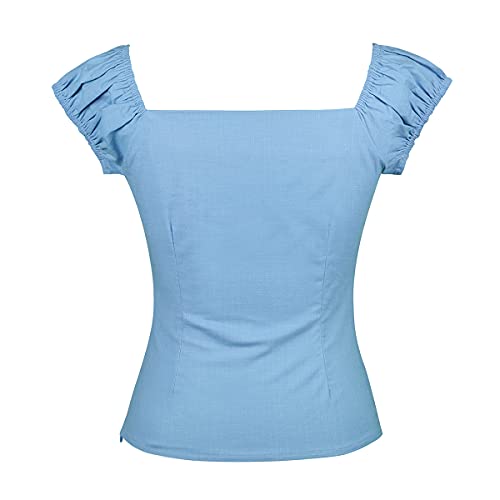 Image of YARN & INK Women's Rockabilly Tops 1950s Pinup Shirt Casual Off Shoulder Vintage Blouse