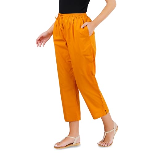 Image of Happy Bunny Parallel Pants for Women 100% Cotton Ankle Length Trousers Regular Fit with Elastic Drawstring Stylish & Pockets Casual Formal Wear for Office & Home