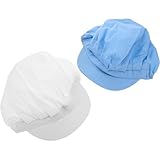 NOLITOY Gorro de Chef Profesional para Cocina y Restaurante 2 Piezas y Blanco 100% Poliéster y Algodón Transpirable y Antipolvo Talla Única Banda Elástica Ajustable