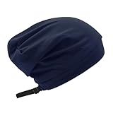 Locisne Gorro Satén para Dormir con Forro de Satén, Protector de Cabello para Dormir, Pañuelo Ajustable para la Quimio, Gorro para Correr para Mujeres y Hombres (Azul Marino)
